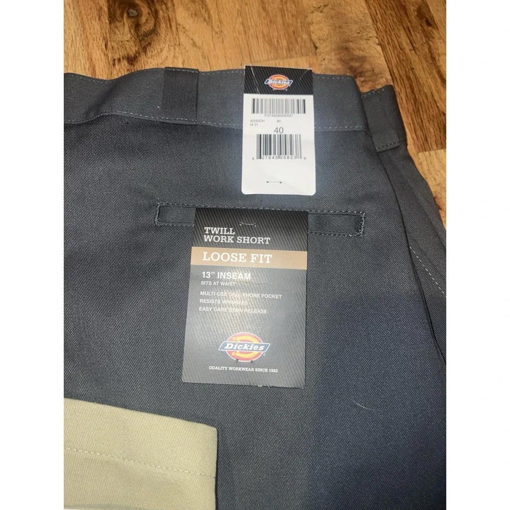 Dickies Men's Twill Work Shorts Loose Fit Gray Size 40 13